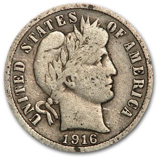 1916 Barber Dime Good/VG 1916 Barber Dime Good/VG